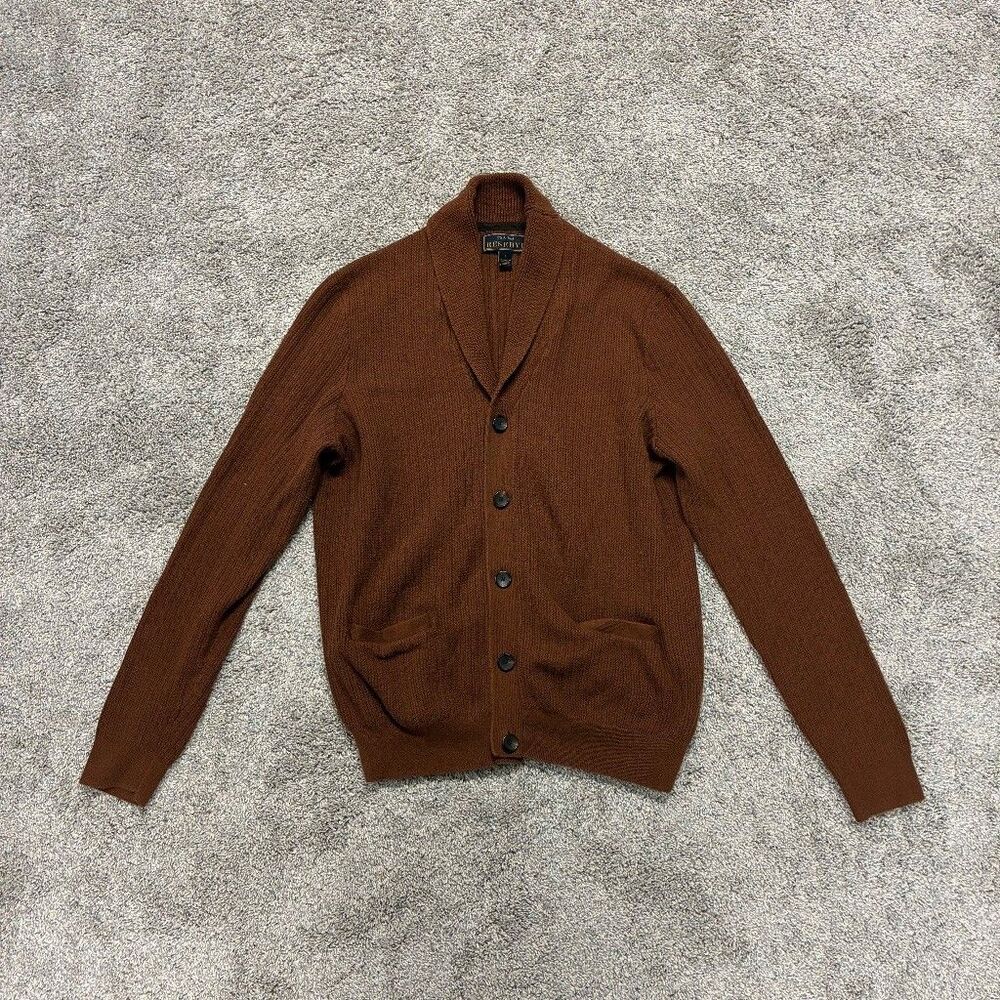 Jos A Bank Reserve Shawl Collar Cardigan L Brown Preppy Old Money Cotton Wool